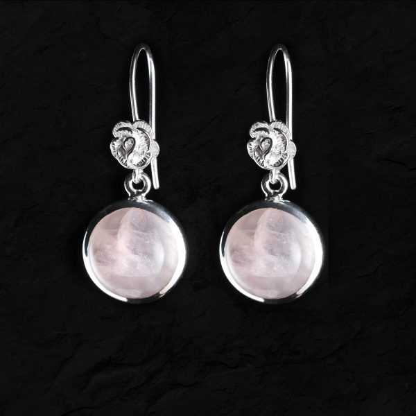 rose quartz silver drop earrings