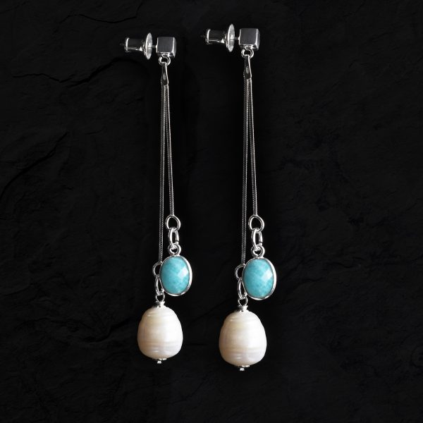 amazonite freshwater pearl earrings