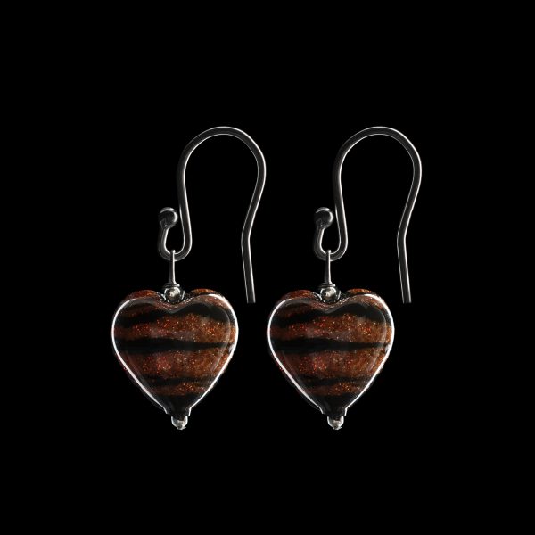 tiger heart murano glass earrings