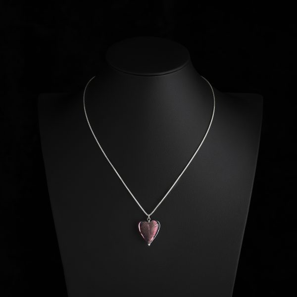 murano glass pendant heart necklace amethyst