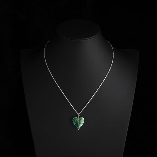 murano glass pendant heart necklace murino green
