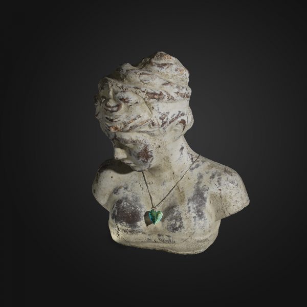 murano glass pendant heart necklace murino green stone bust