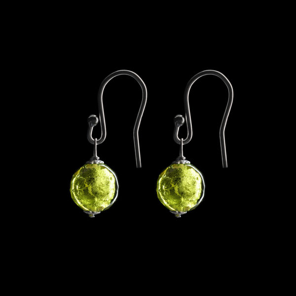 Lime Green Murano Glass Earrings
