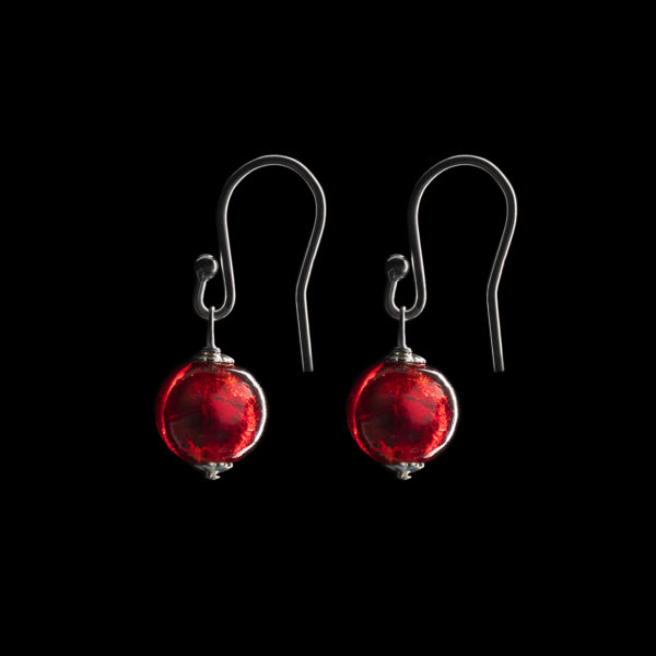 Red Murano Glass Drop Earrings